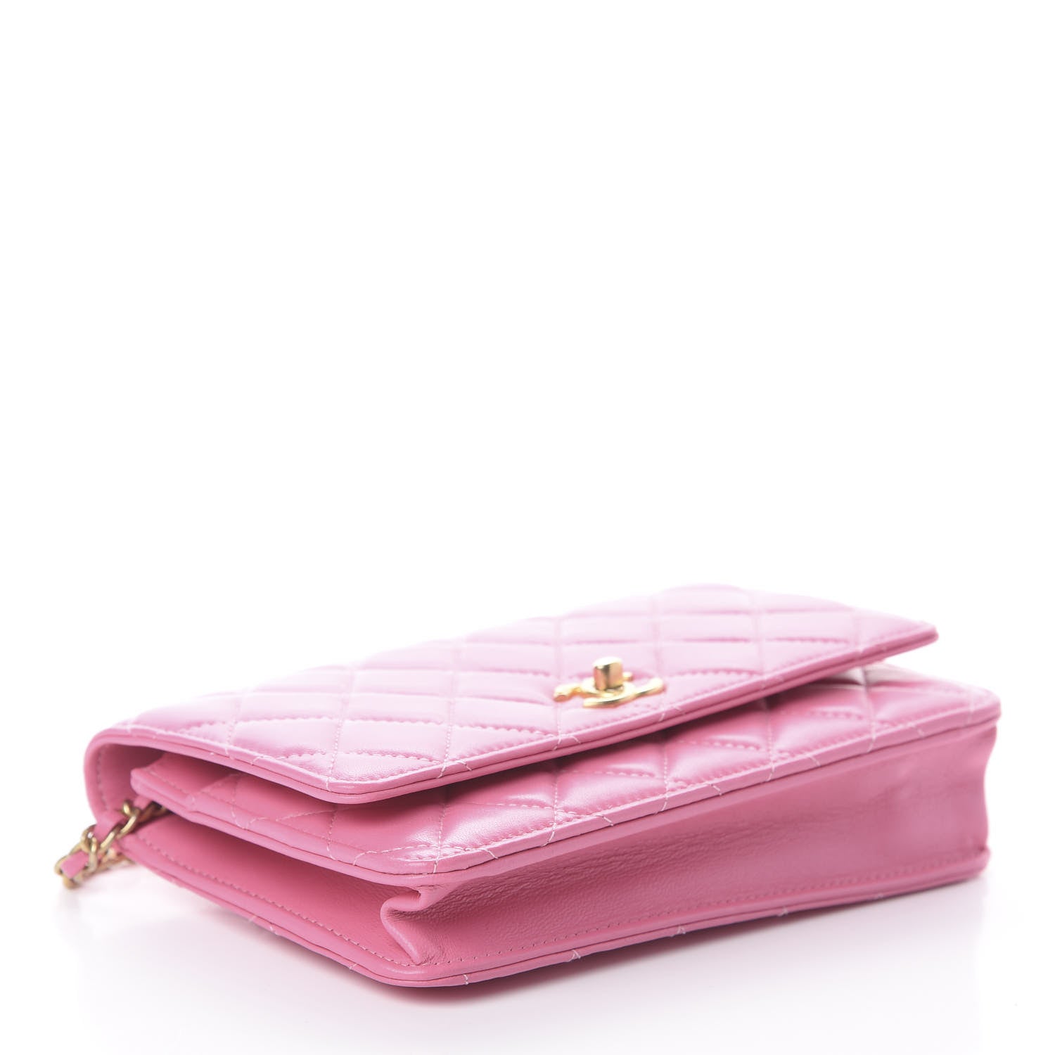 Chanel Lambskin Quilted CC Pearl Crush Wallet on Chain WOC Pink 3 of 9