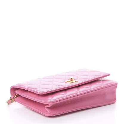 Chanel Lambskin Quilted CC Pearl Crush Wallet on Chain WOC Pink 3 of 9