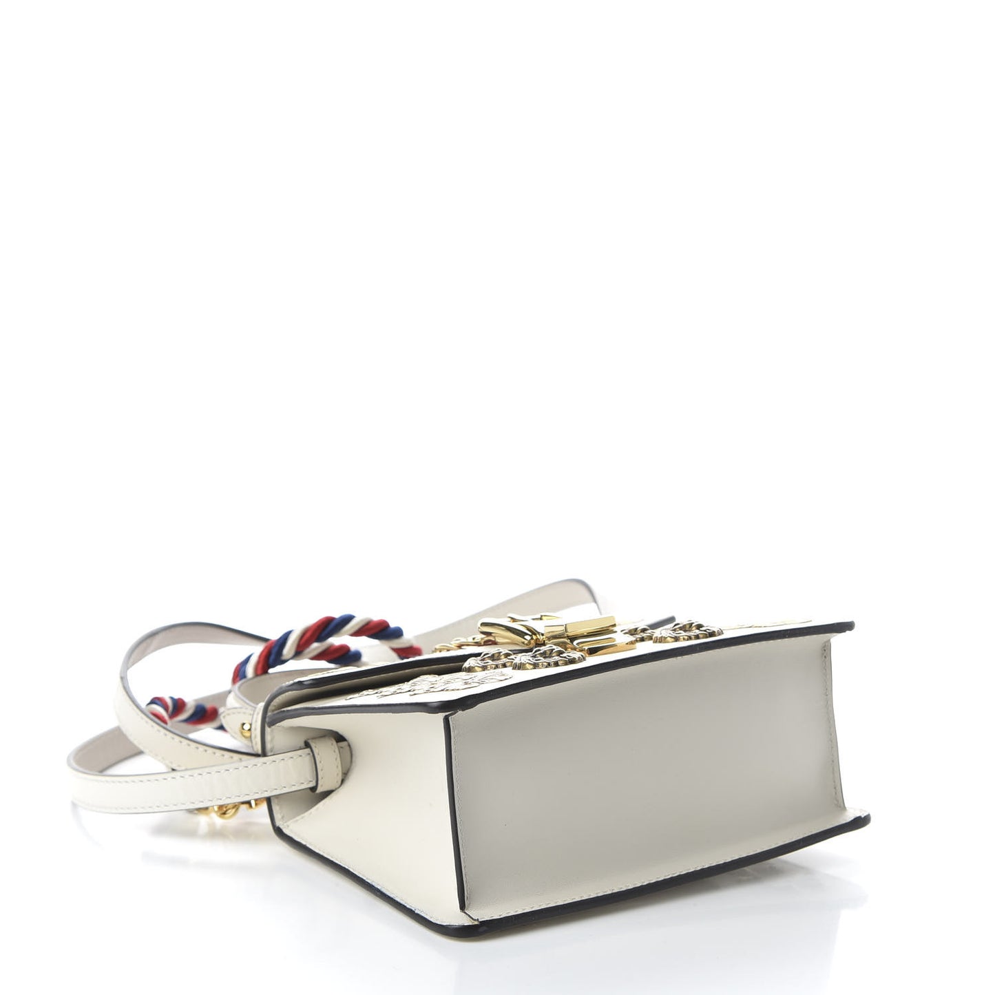 Calfskin Animal Studs Mini Sylvie Top Handle Bag White