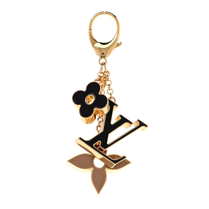 Louis Vuitton Metal Enamel Fleur De Monogram Bag Charm Dore 1 of 6