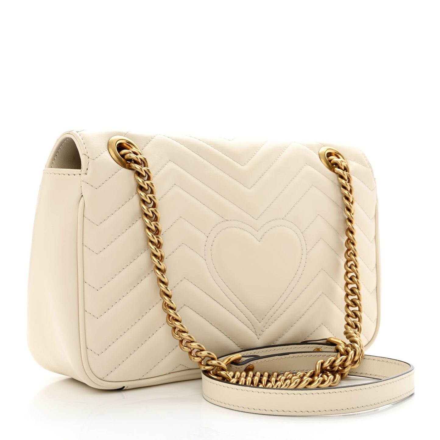 Calfskin Matelasse Small GG Marmont Shoulder Bag White