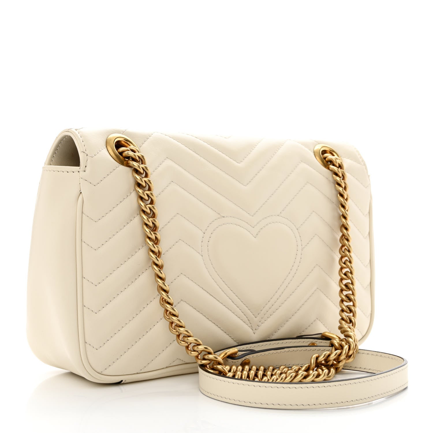 Gucci Calfskin Matelasse Small GG Marmont Shoulder Bag White 3 of 13