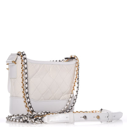 Chanel Aged Calfskin Quilted Small Gabrielle Hobo White 3 of 8