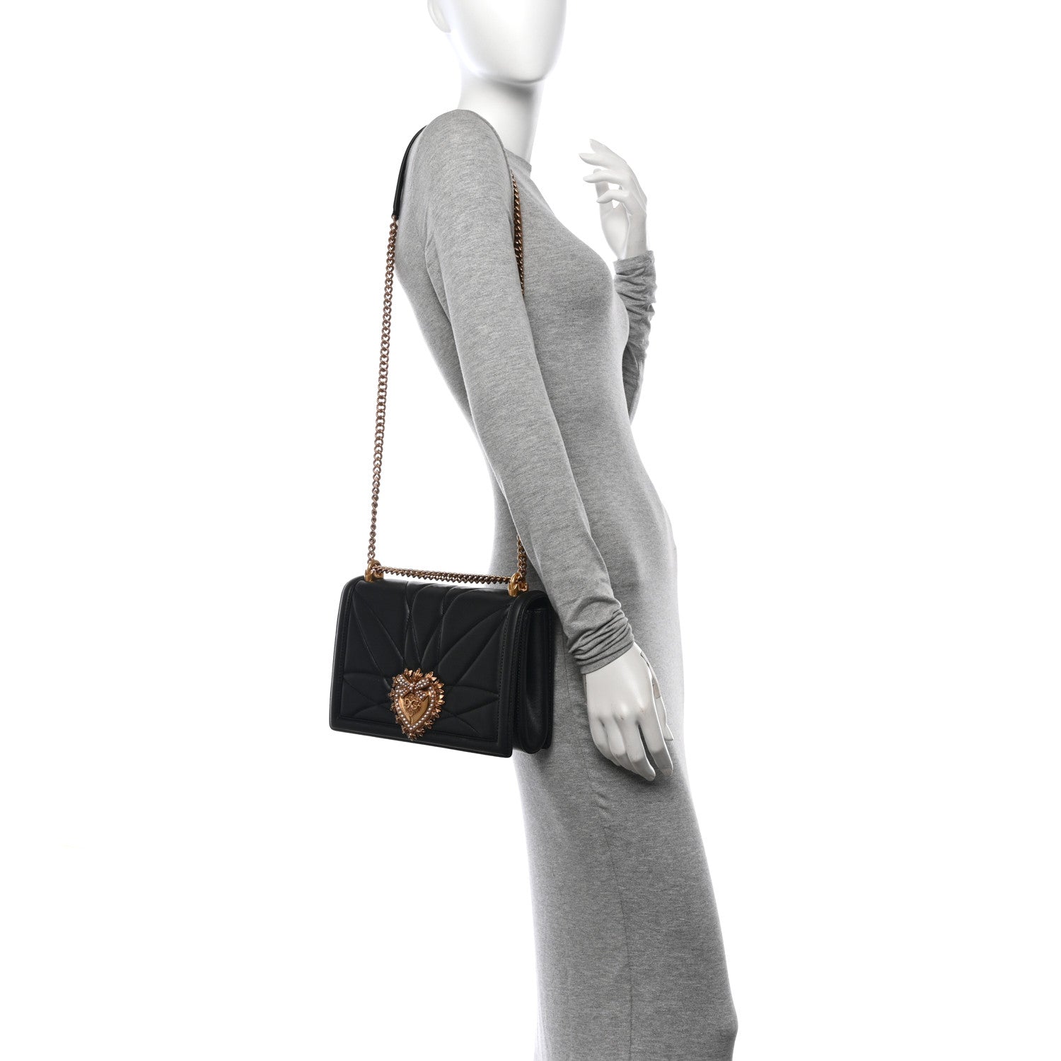 Dolce & Gabbana Calfskin Large Devotion Crossbody Bag Black 2 of 9