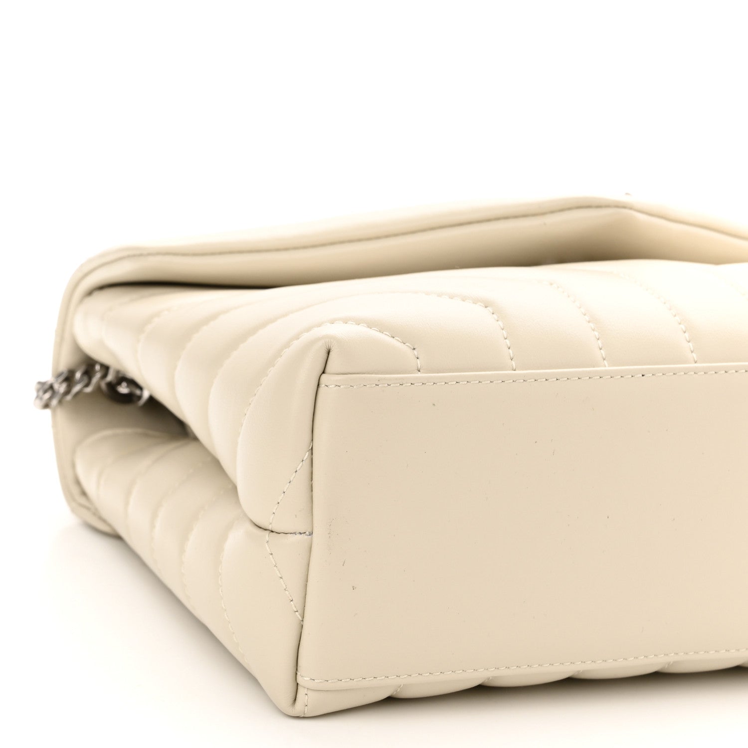 Saint Laurent Calfskin Y Quilted Monogram Small Loulou Chain Satchel Blanc Vintage 8 of 9