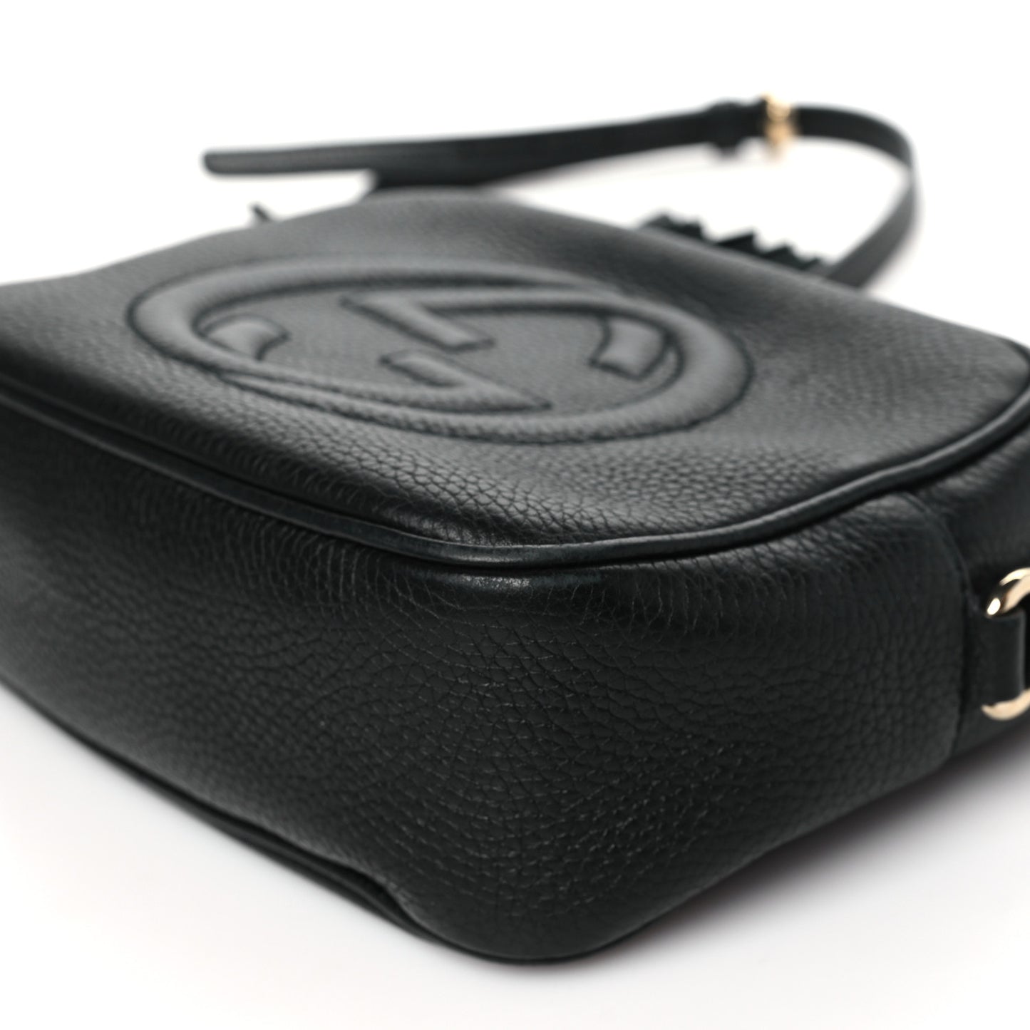 Pebbled Calfskin Small Soho Disco Bag Black