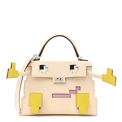 Hermes Epsom Quelle Idole Picto Kelly Doll Handbag Nata Mauve Sylvestre Lime Chai 2 of 14