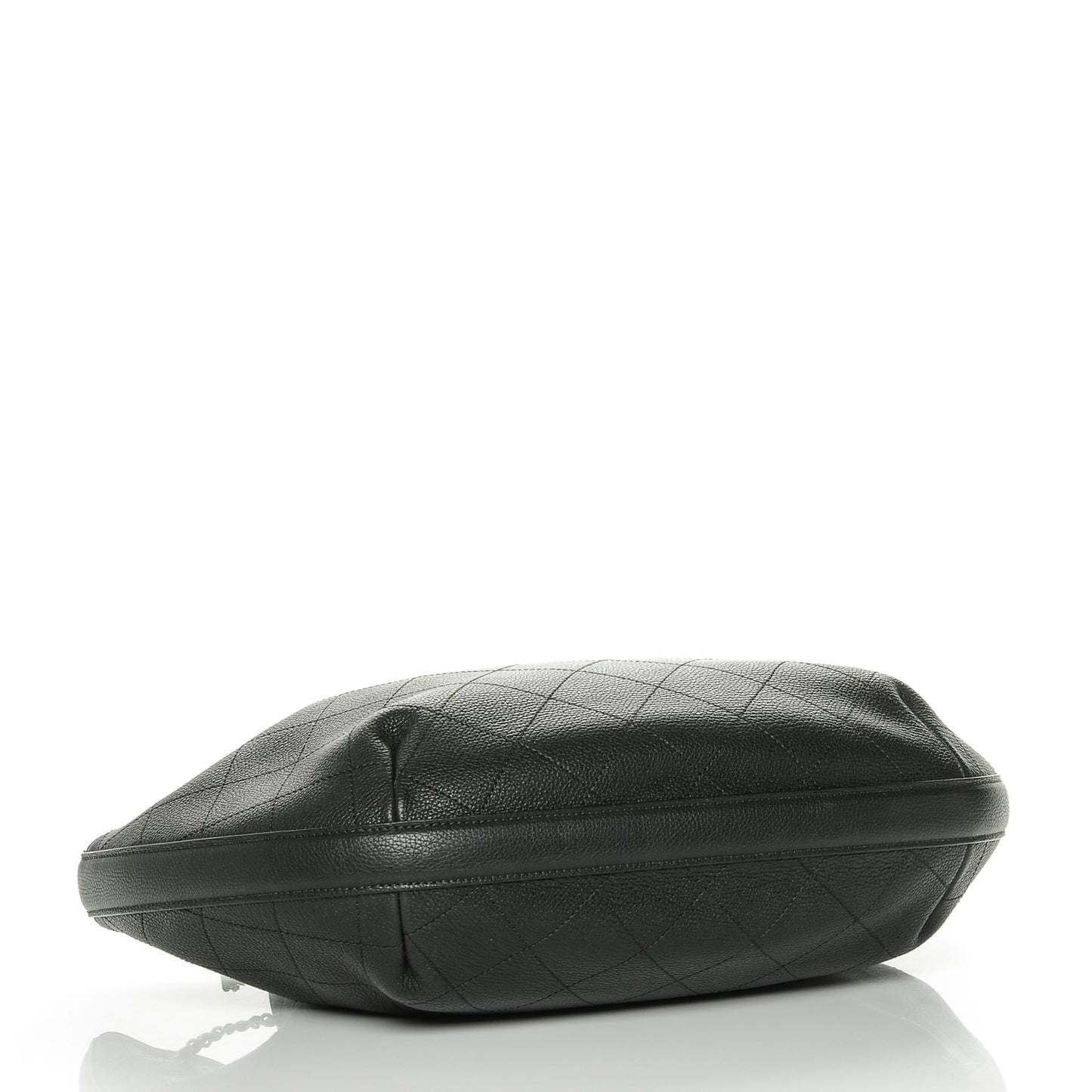 Grained Calfskin Stitched Accordion Shoulder Bag Black