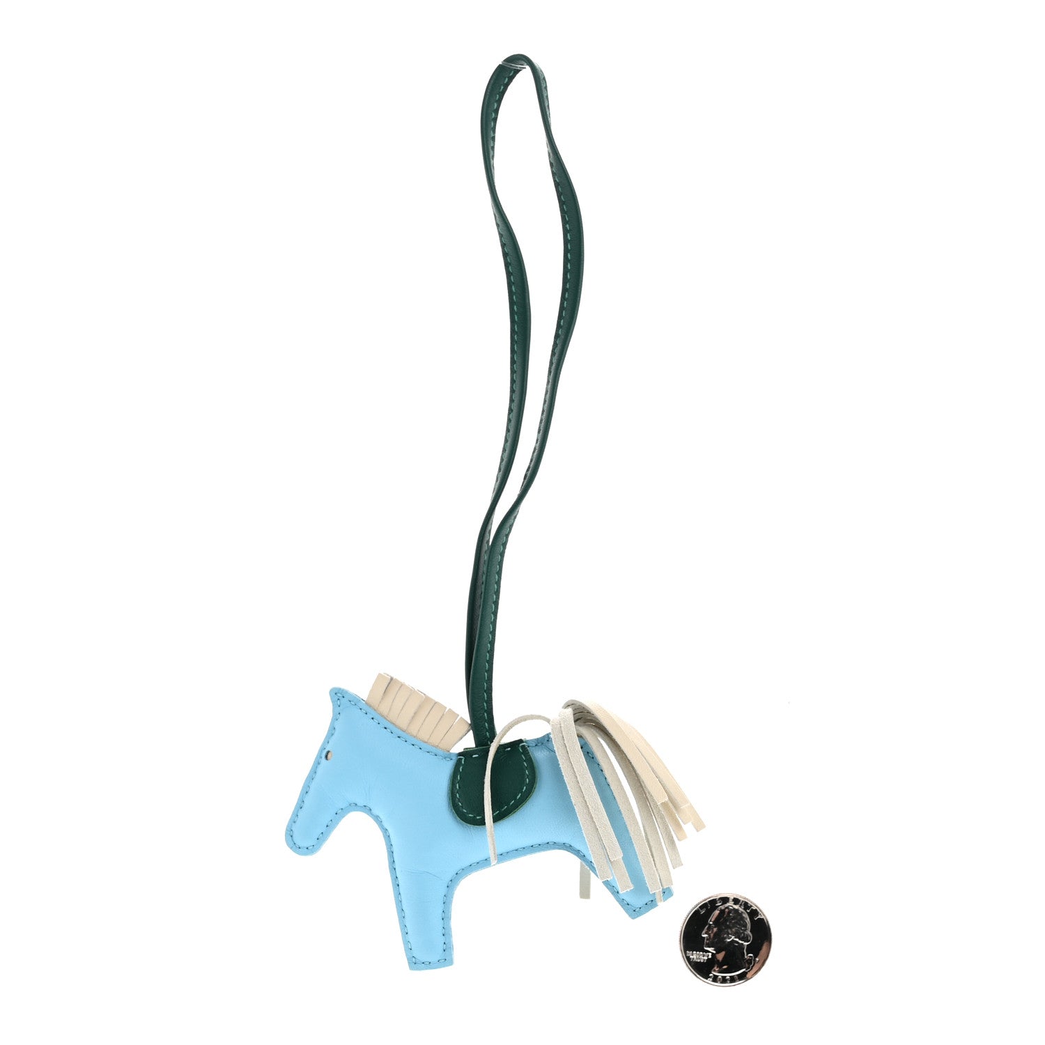 Hermes Milo Lambskin Grigri Rodeo Horse Bag Charm PM Celeste Malachite Craie 1 of 4