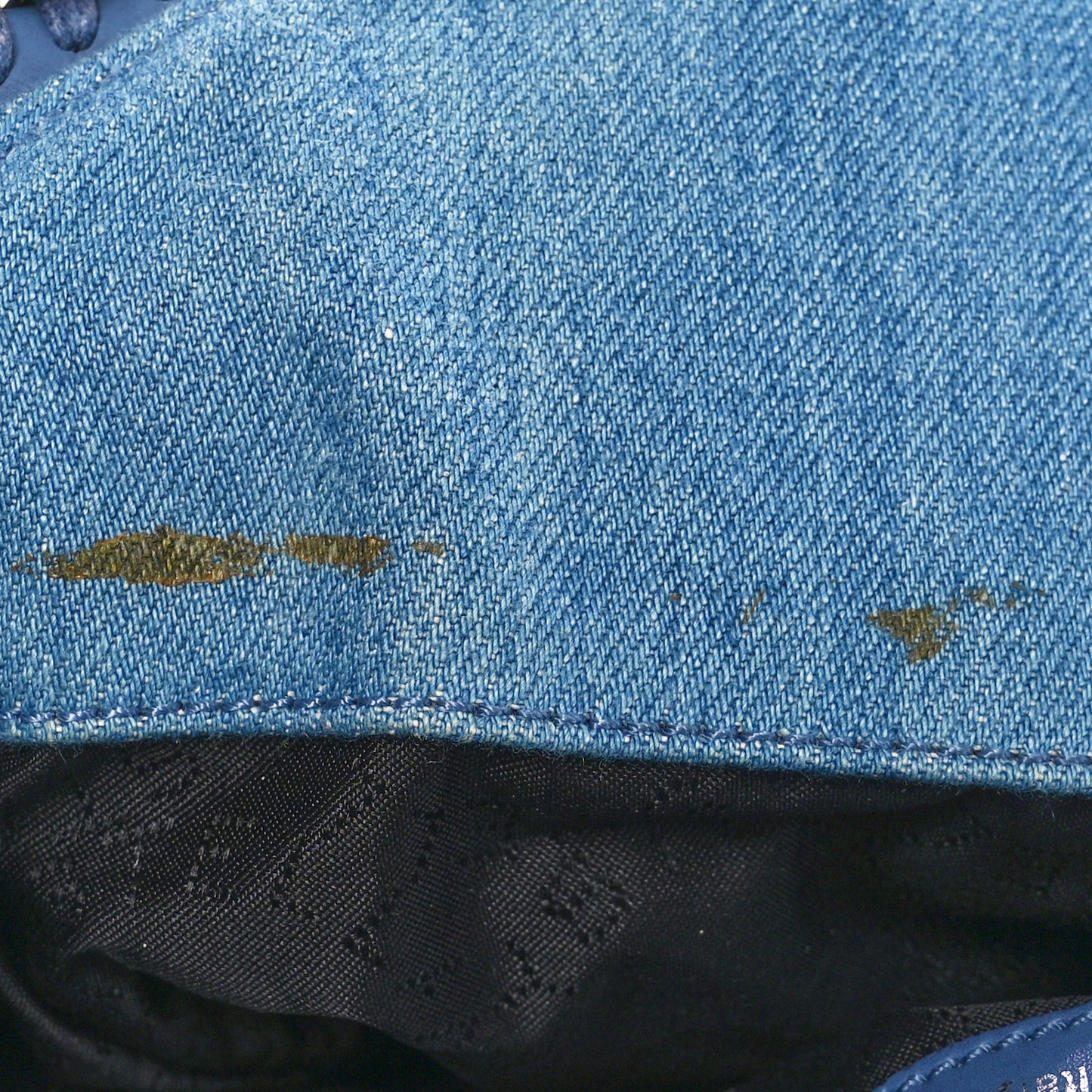 Eco Denim Embroidered Zigarette Falabella Fold Over Tote Blue