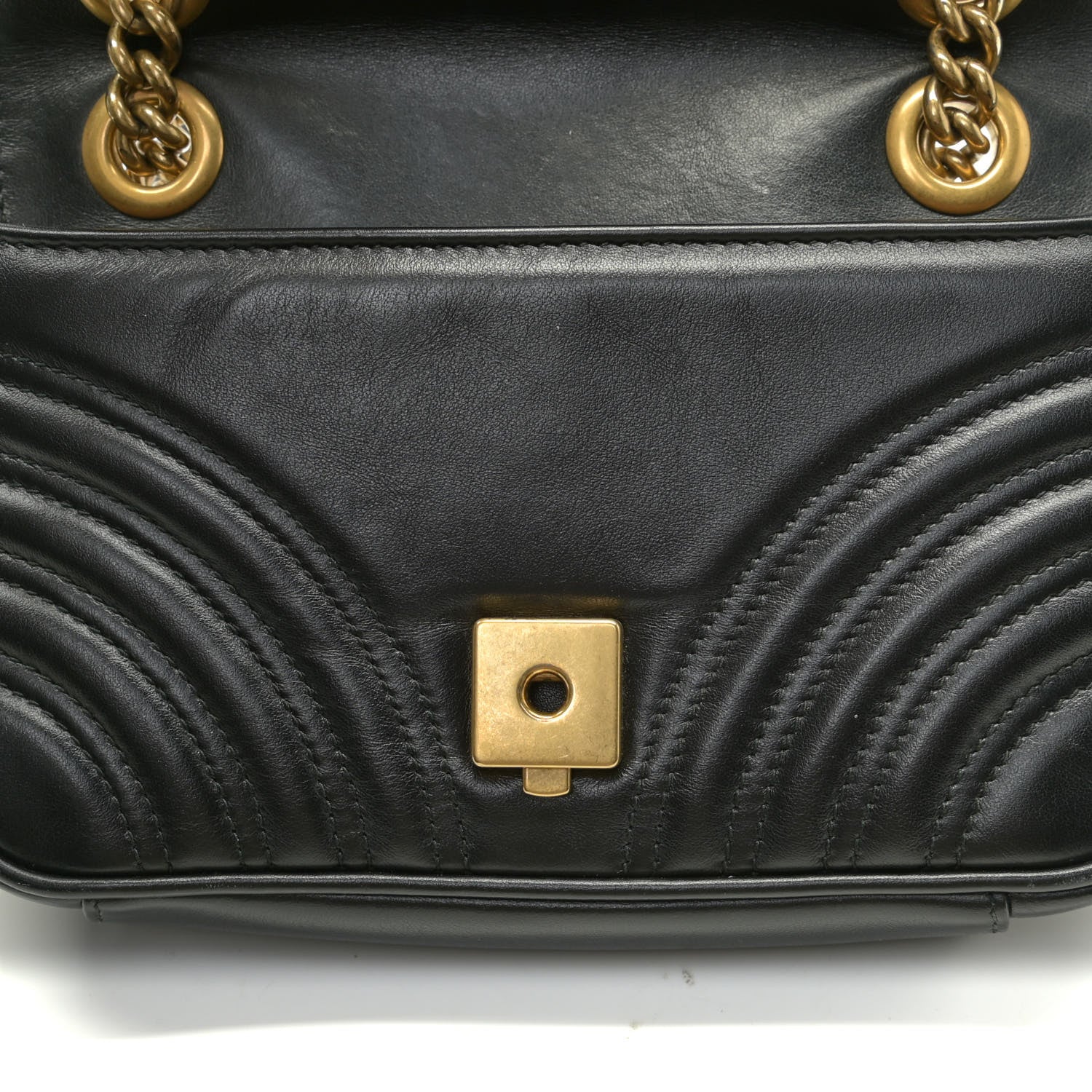 Gucci Calfskin Matelasse Mini GG Marmont Shoulder Bag Black 16 of 17