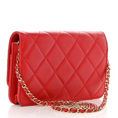 Chanel Lambskin Quilted Golden Class Wallet on Chain WOC Red 3 of 12