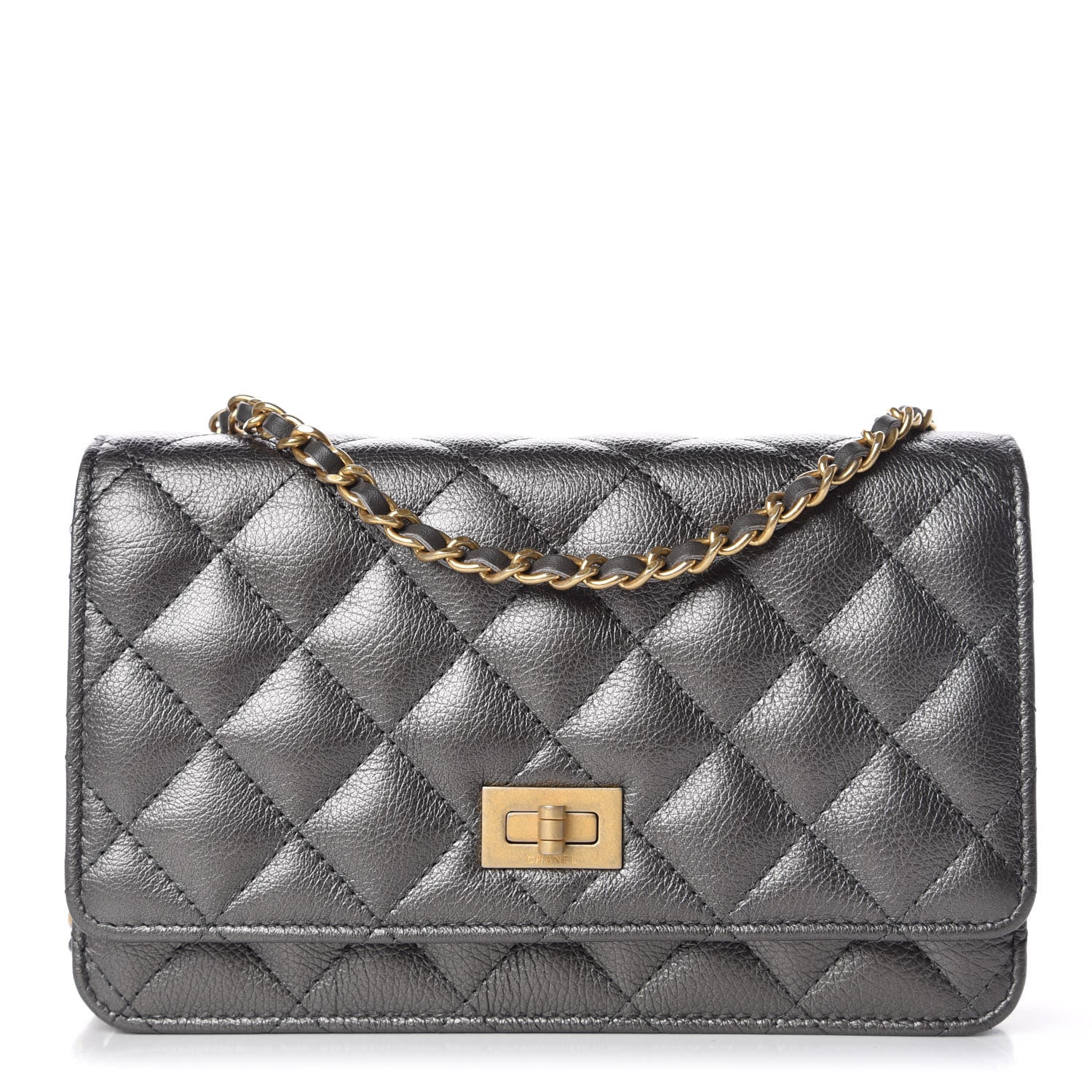 Chanel Calfskin Quilted Reissue Wallet On Chain WOC Charcoal 1 of 11