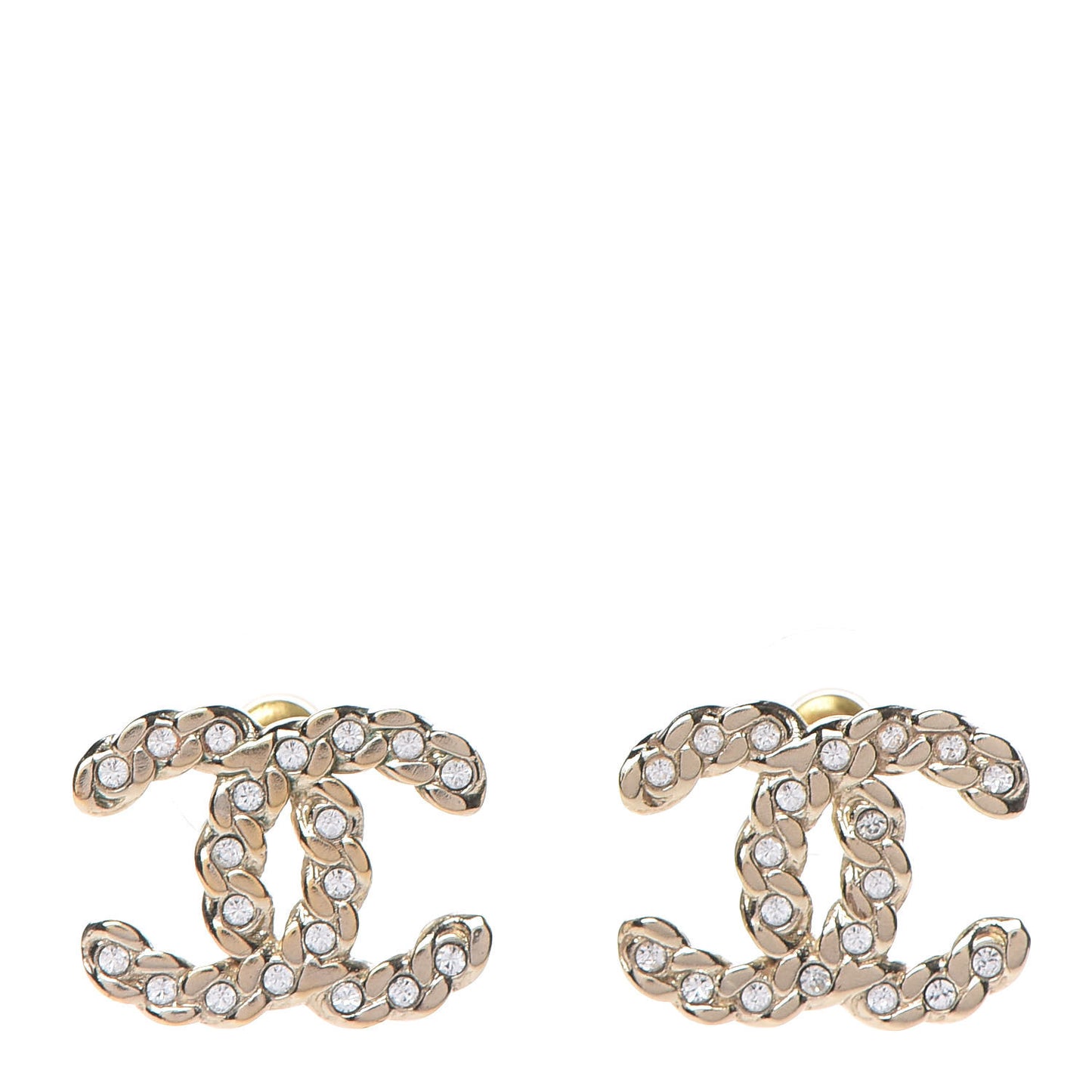 Crystal Pearls Coronation CC Earrings Gold
