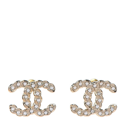 Chanel Crystal Pearls Coronation CC Earrings Gold 1 of 4