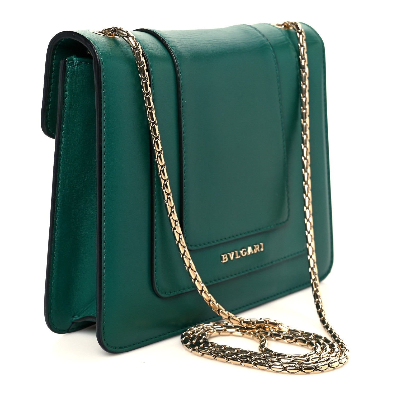 Bulgari Calfskin Small Serpenti Forever Snake Strap Crossbody Bag Emerald Green 4 of 12
