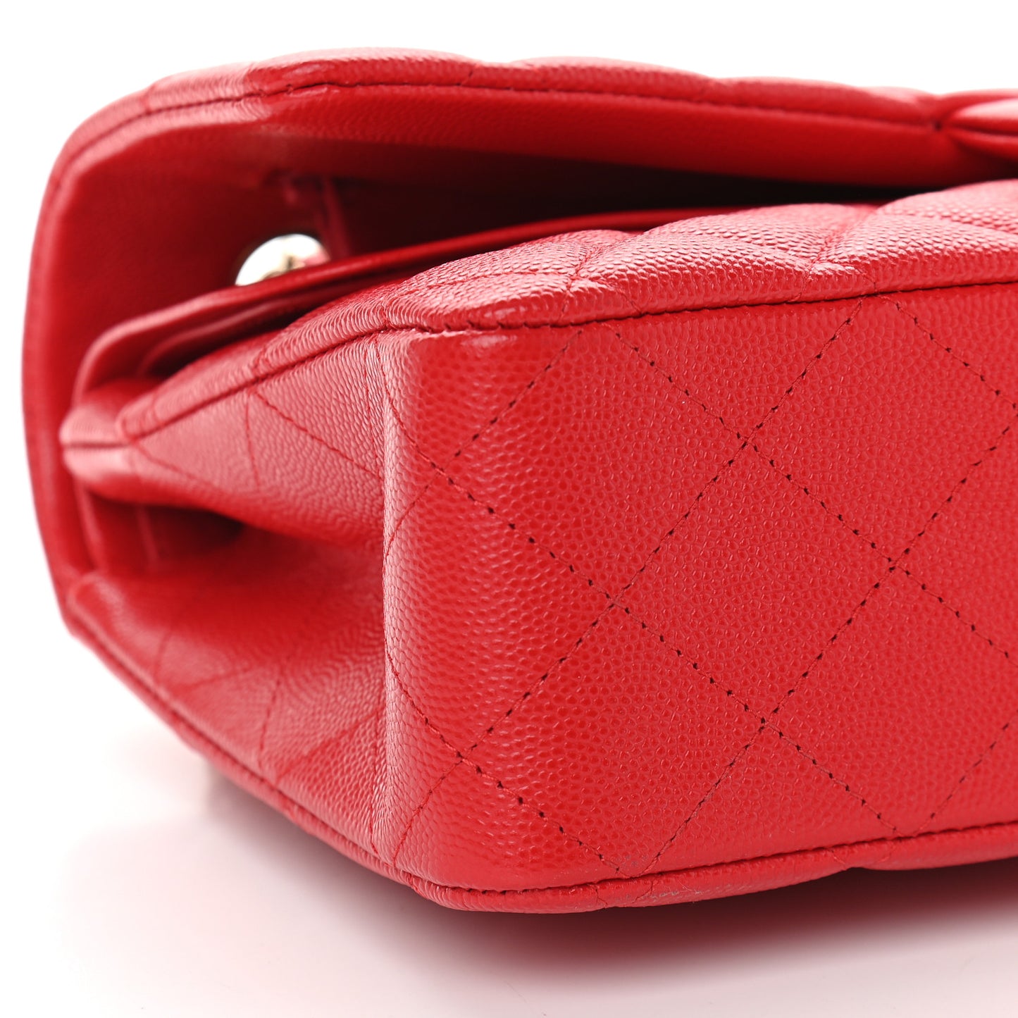 Caviar Quilted Medium Double Flap Dark Red