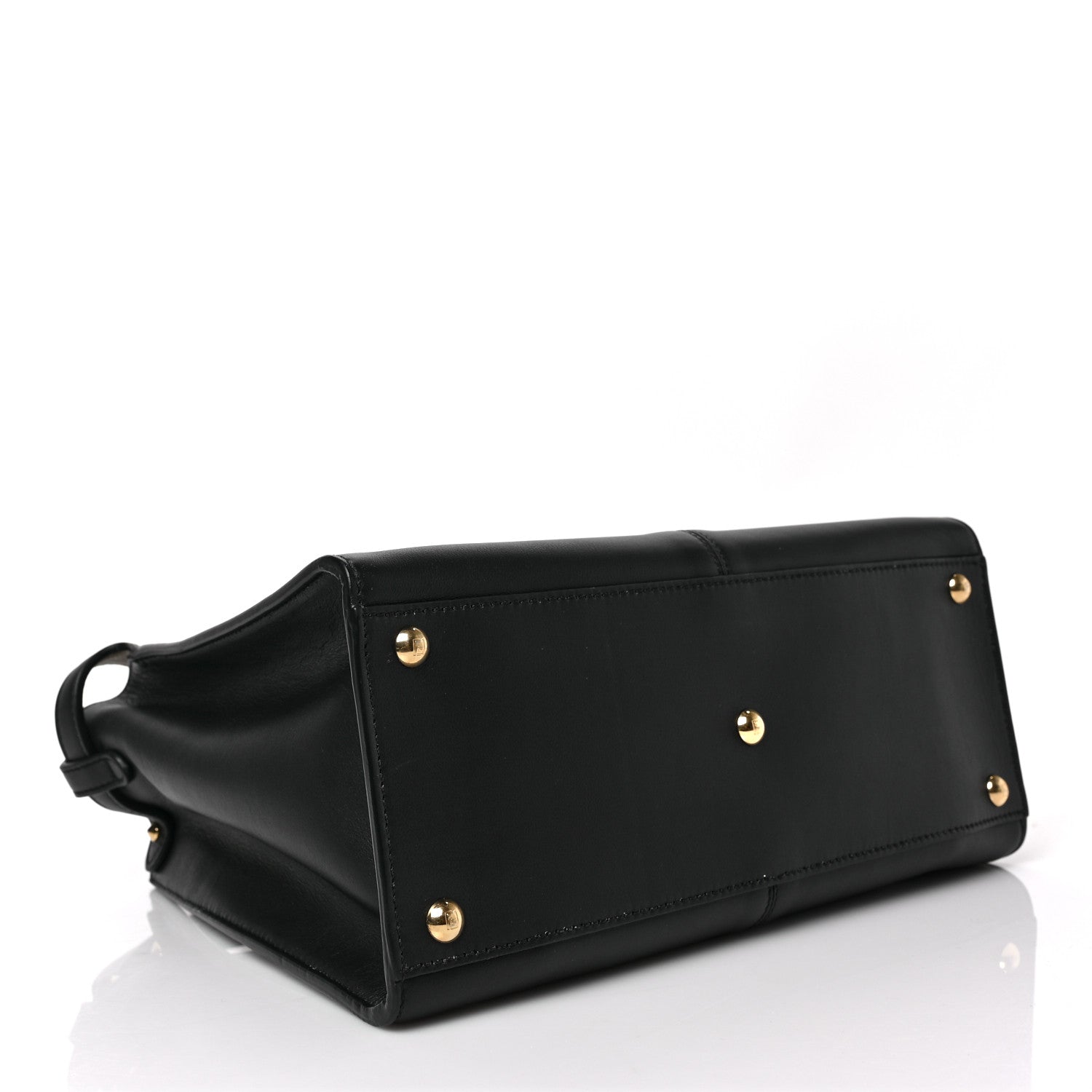 Fendi Vitello Seta Glazed Fabric FF 1974 Medium Peekaboo X-Lite Black Mogano Panna 4 of 8
