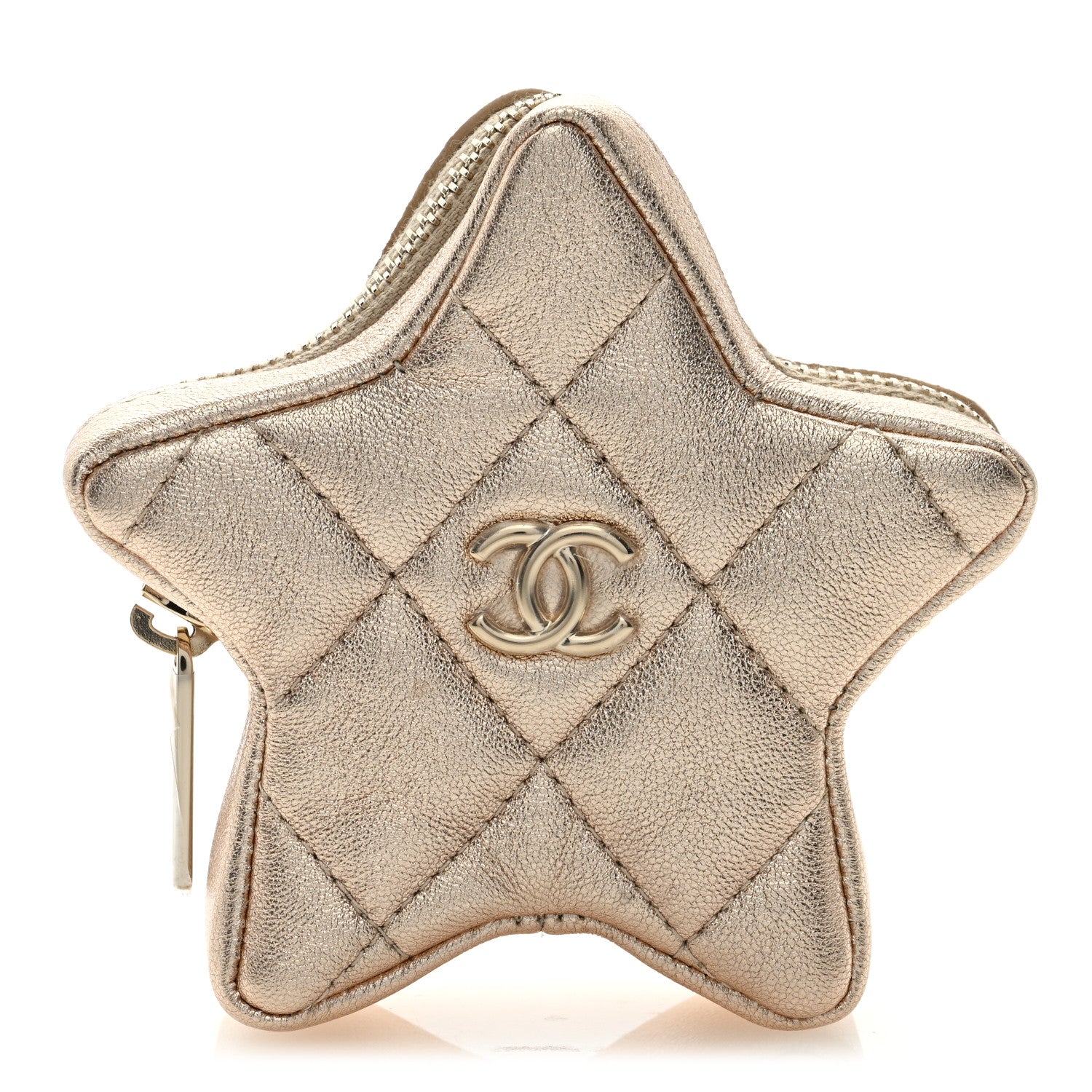 Chanel Metallic Lambskin Walk Of Fame Star Clip On Coin Purse Gold 1 of 7