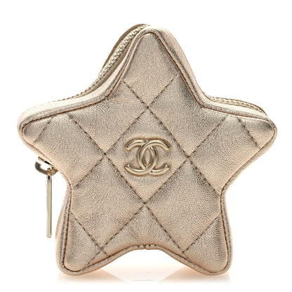 Chanel Metallic Lambskin Walk Of Fame Star Clip On Coin Purse Gold 1 of 7