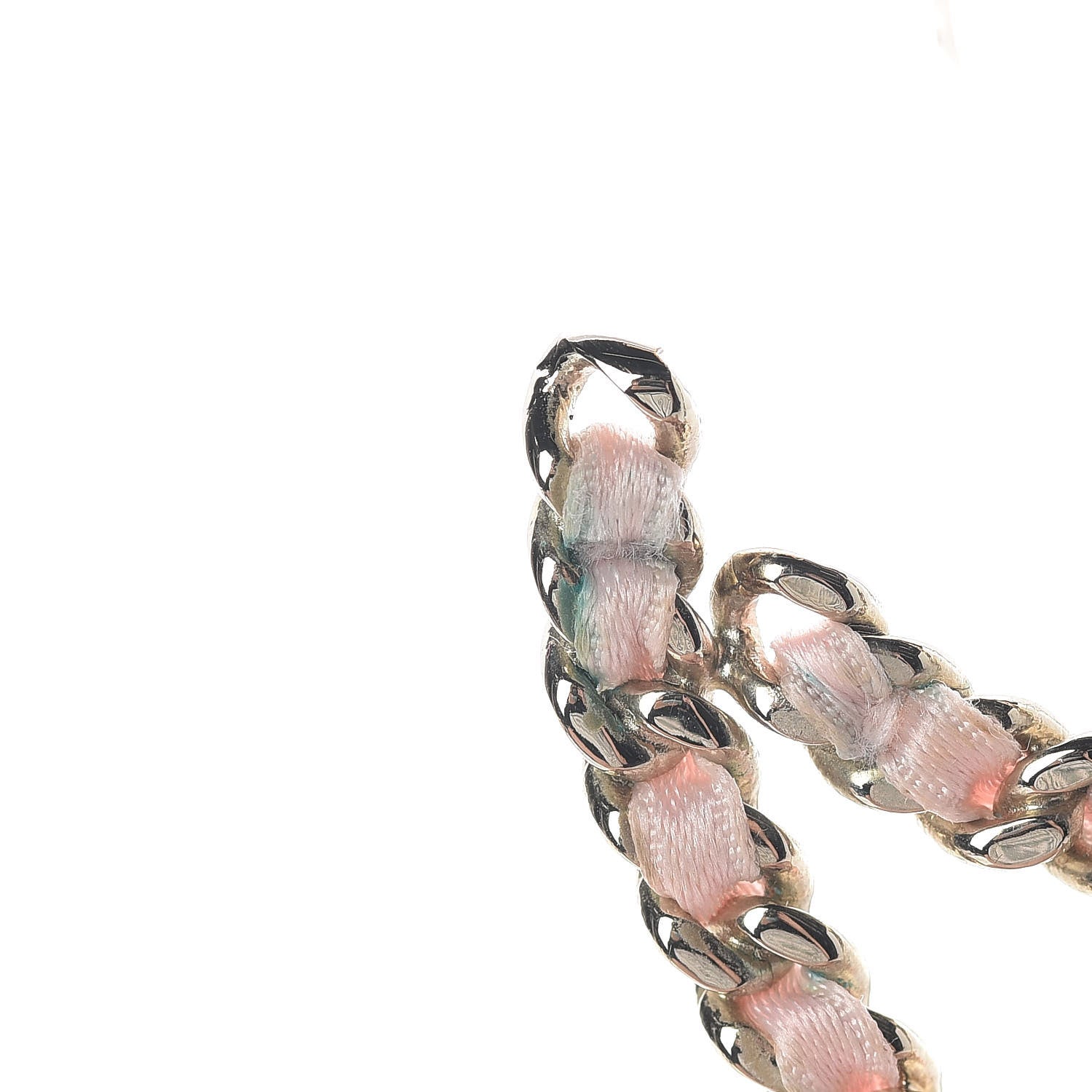 Chanel Satin Ribbon CC Heart Chain Earrings Pink 7 of 7