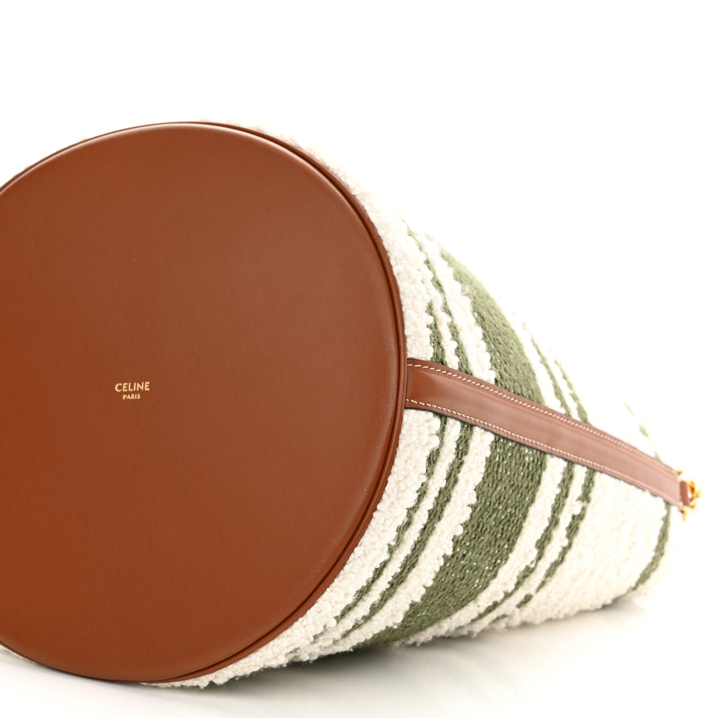 Canvas Smooth Calfskin Logo Bucket 16 Bag Khaki Beige Tan
