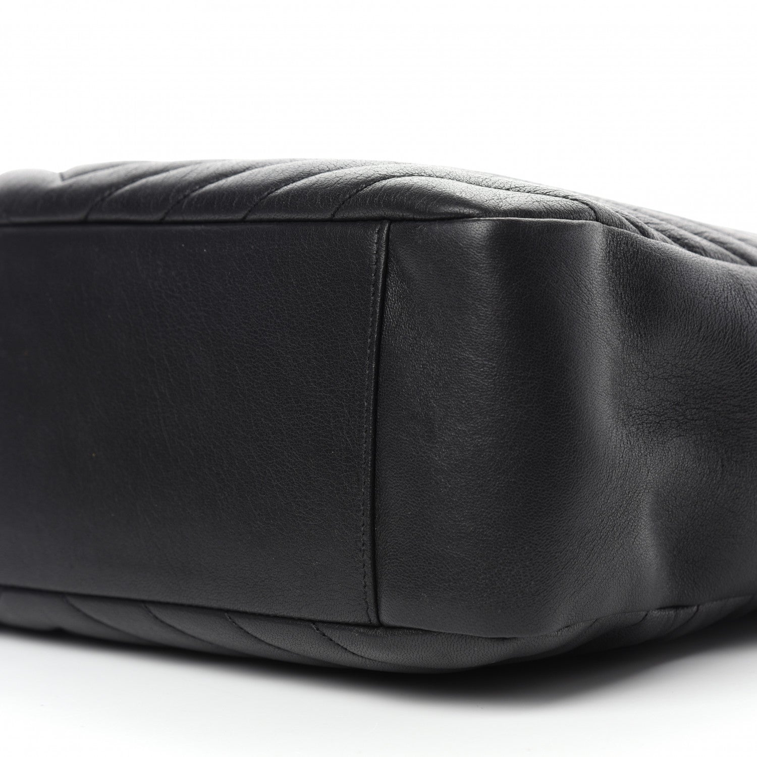 Saint Laurent Sheepskin Matelasse Chevron Large Monogram Shopping Bag Black 10 of 10