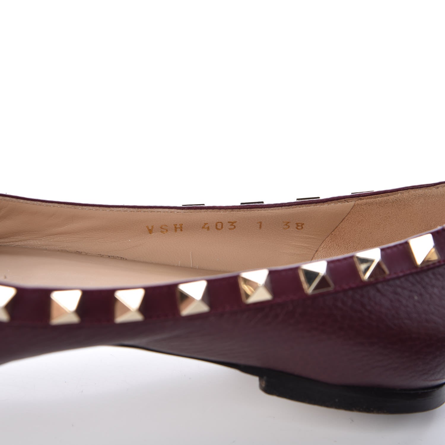 Valentino Garavani Pebbled Calfskin Rockstud Ballerina Flats 38 Rubin 12 of 20