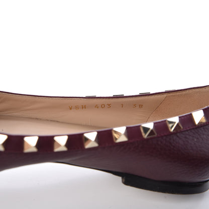 Valentino Garavani Pebbled Calfskin Rockstud Ballerina Flats 38 Rubin 12 of 20