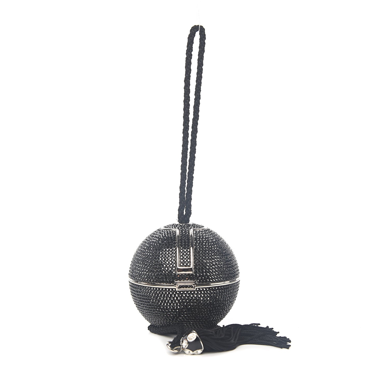 Swarovski Crystal Disco Ball Minaudiere Clutch Black