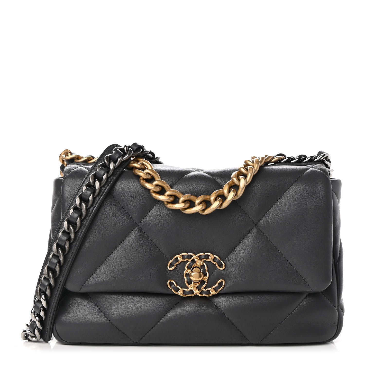 Chanel Lambskin Quilted Medium Chanel 19 Flap Dark Grey 1 of 9