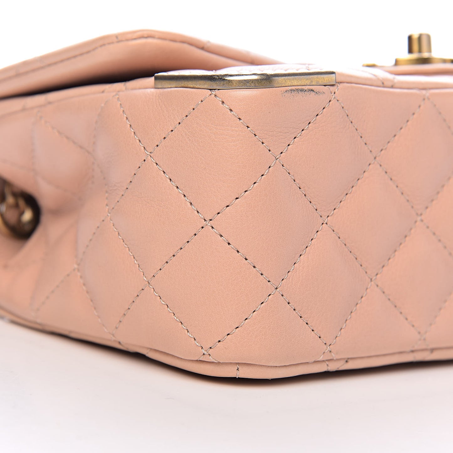 Calfskin Quilted Mini Rock The Corner Flap Pink