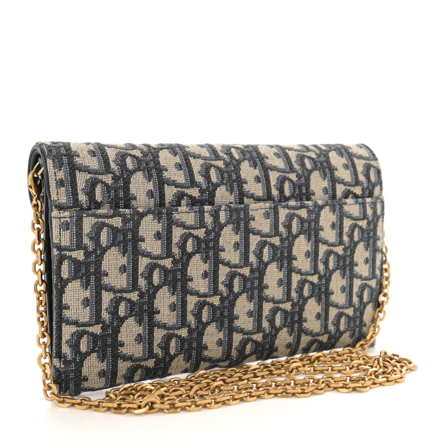 Christian Dior Oblique Saddle Chain Long Wallet Blue 4 of 14