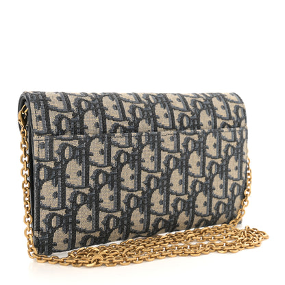 Christian Dior Oblique Saddle Chain Long Wallet Blue 4 of 14