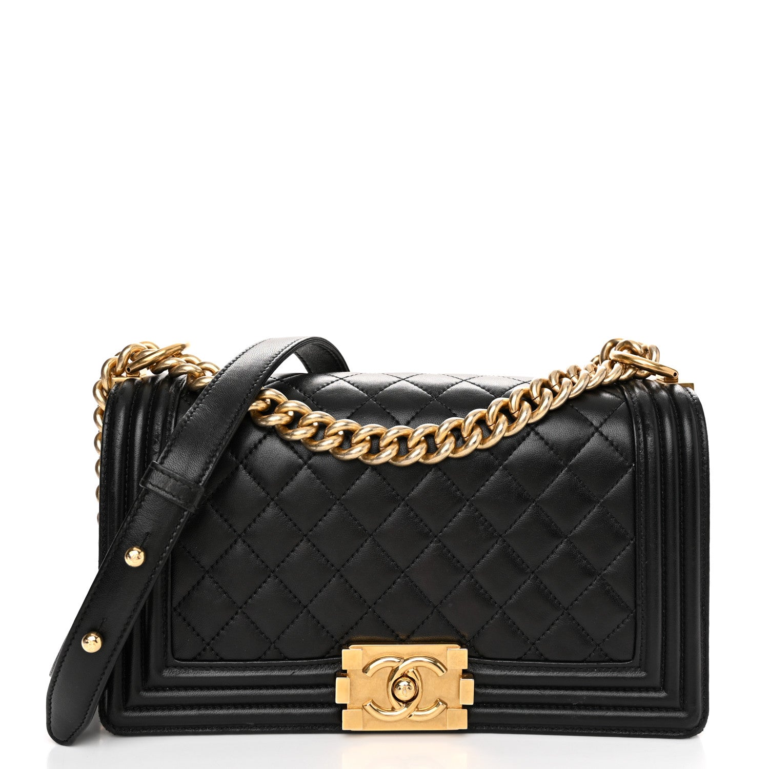 Chanel Lambskin Quilted Medium Boy Flap Black 1 of 10