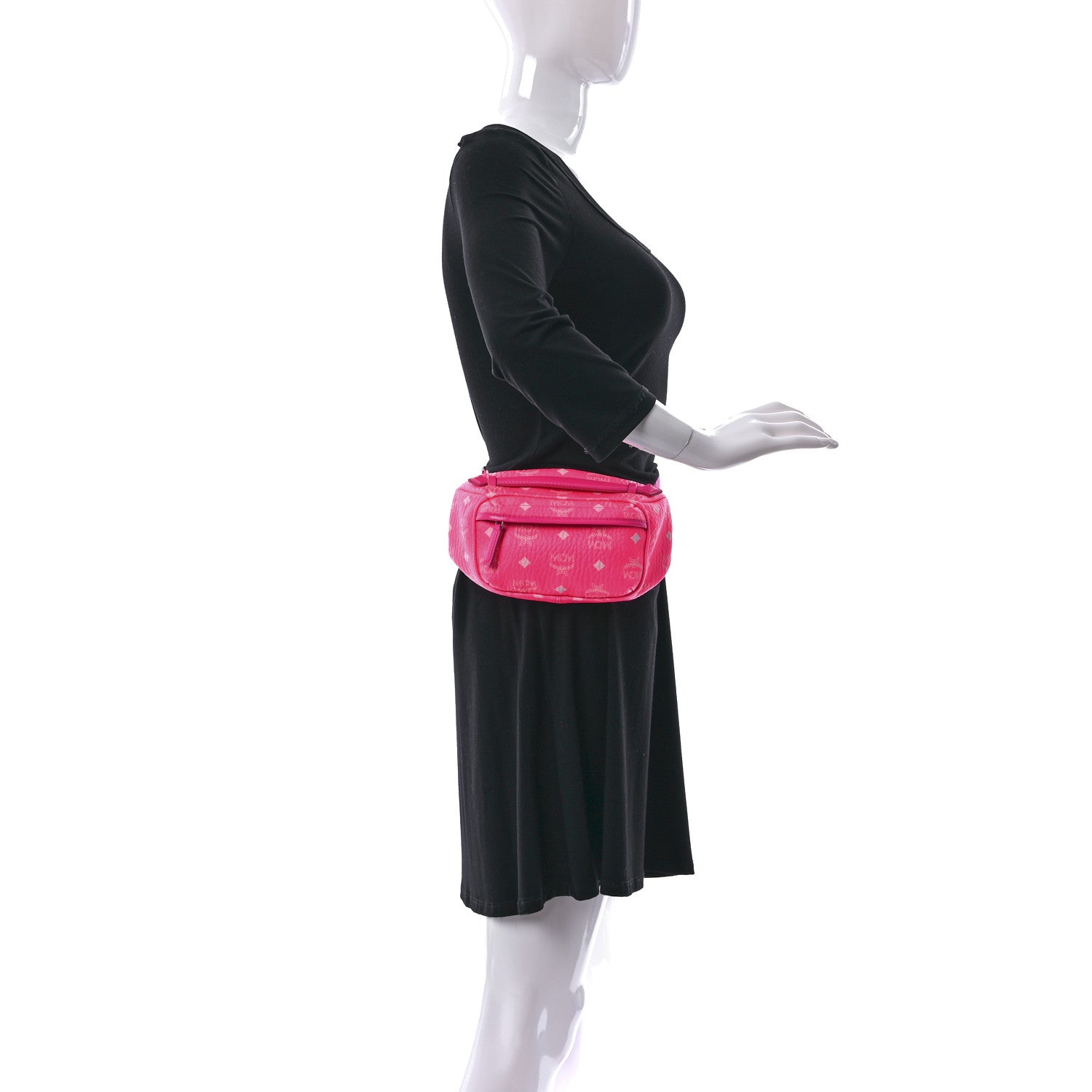 MCM Visetos Small Original Crossbody Bag Neon Pink 2 of 8