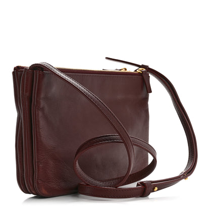 Celine Lambskin Small Trio Crossbody Bag Burgundy 3 of 14