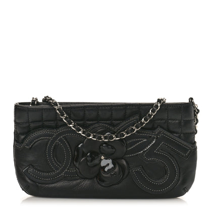 Chanel Lambskin Camellia No. 5 Chain Pouch Black 1 of 8