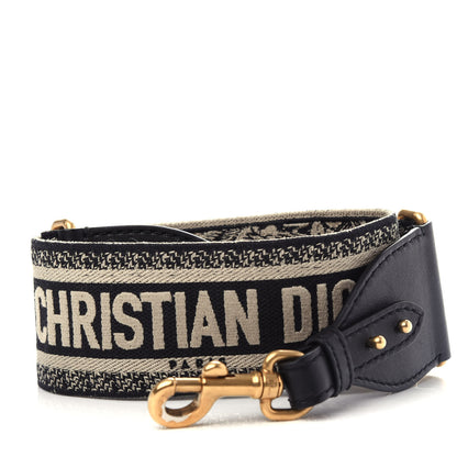 Christian Dior Canvas Embroidered Shoulder Strap Black 1 of 4
