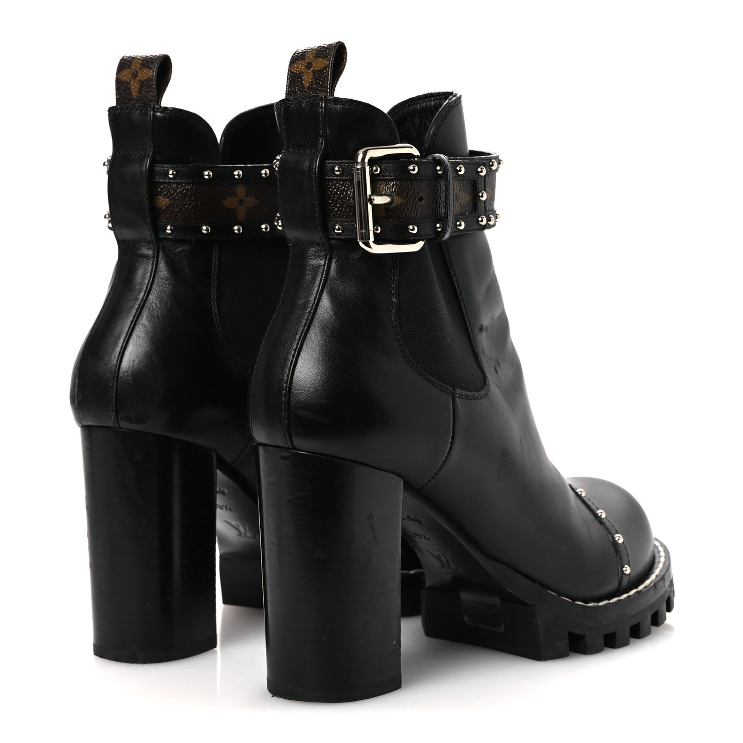 Calfskin Monogram Star Trail Chelsea Ankle Boots 39.5 Black