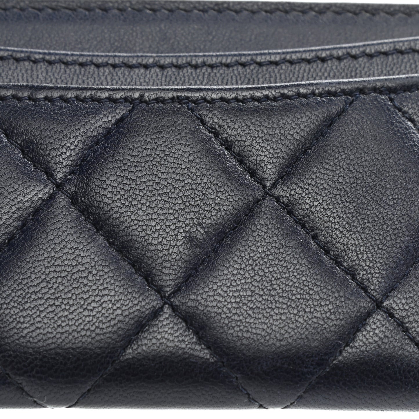 Lambskin Quilted Card Holder Blue