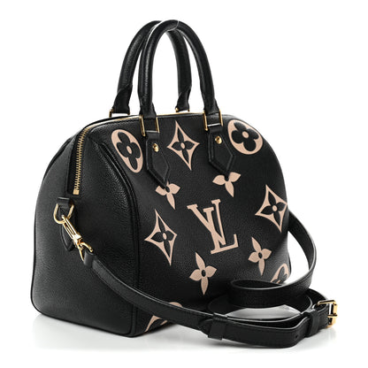 Louis Vuitton Empreinte Monogram Giant Speedy Bandouliere 25 Black Beige 3 of 10