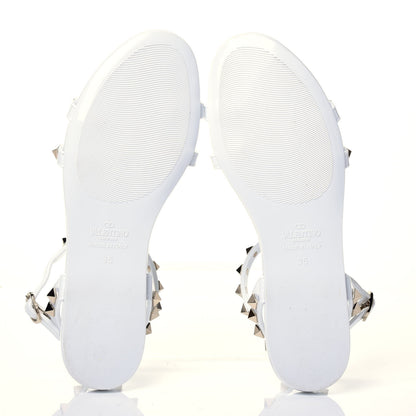 Valentino Garavani PVC Jelly Rockstud Caged Flat T-Strap Sandals 35 Optic White 7 of 10