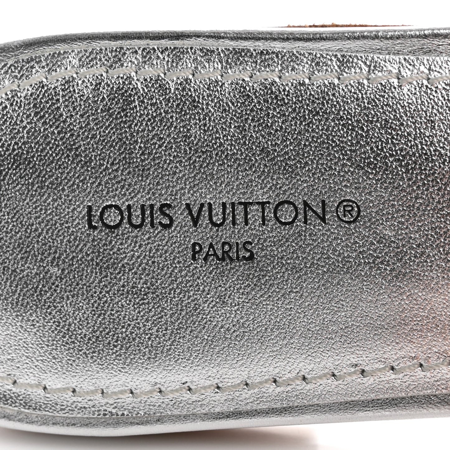 Metallic Lambskin Embossed Monogram Revival Flat Mules 38 Silver