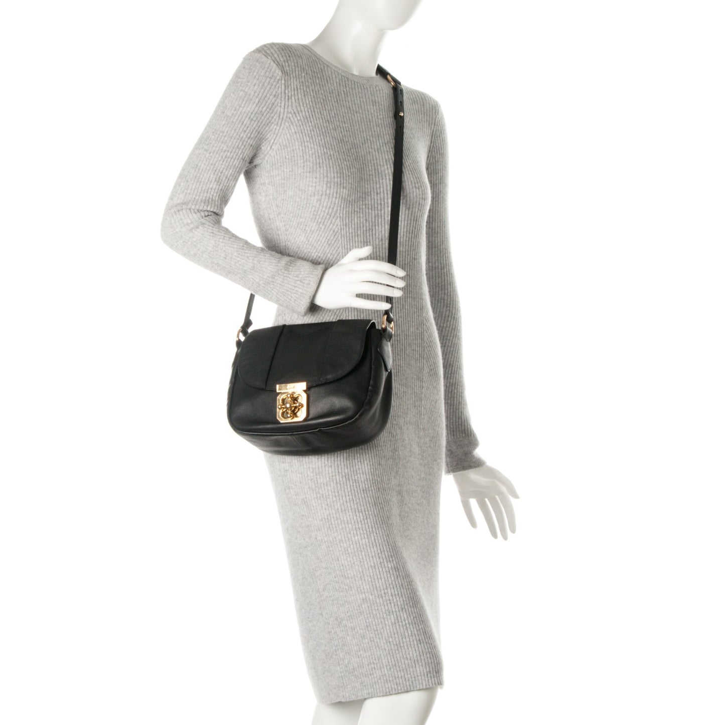 Calfskin Elsie Crossbody Bag Black