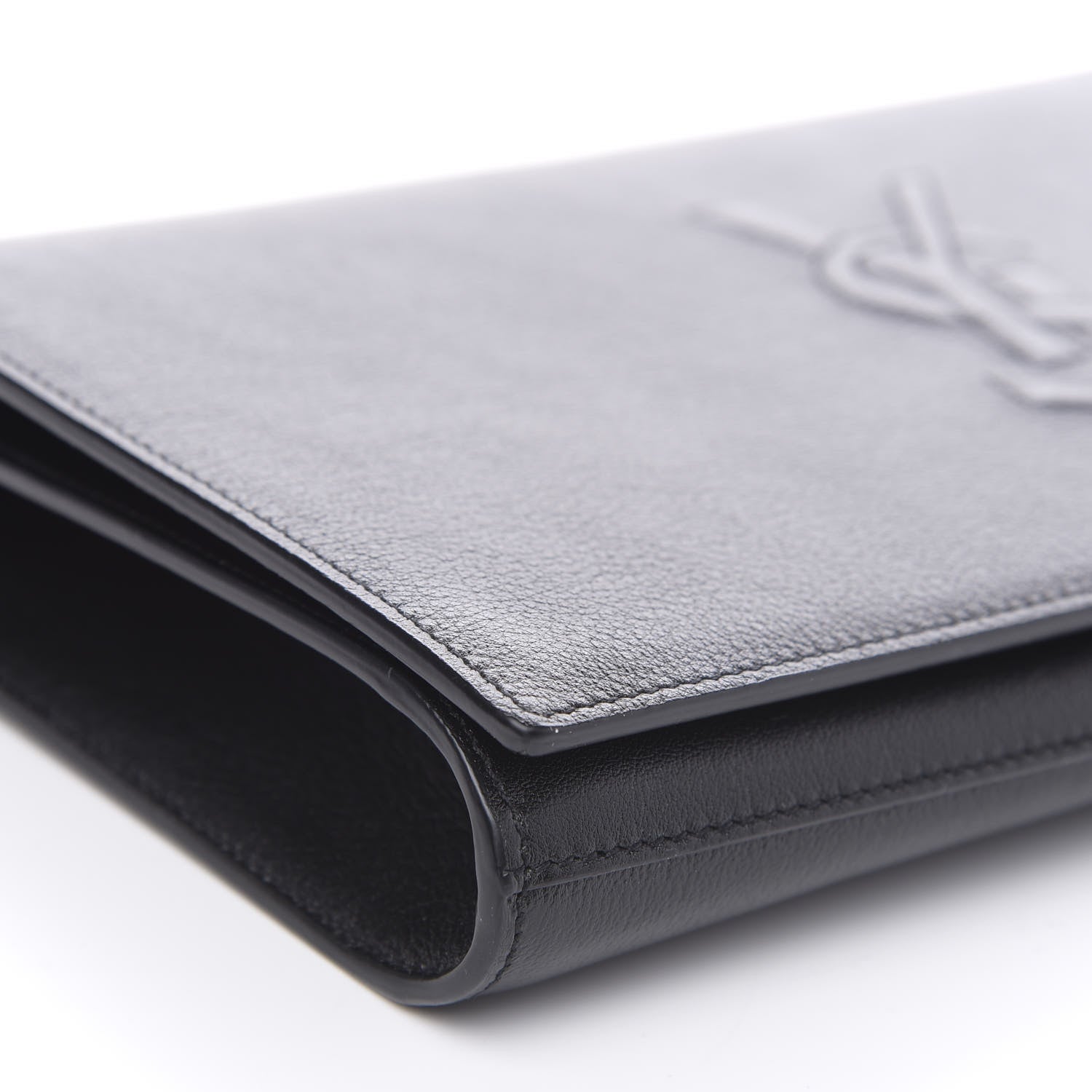 Saint Laurent Calfskin Monogram Large Belle De Jour Clutch Black 7 of 9