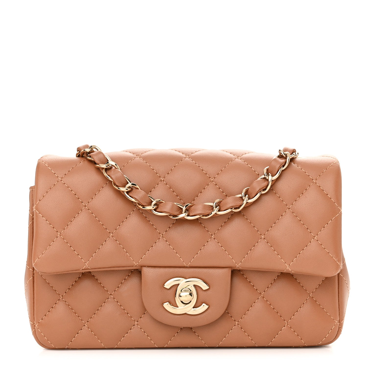 Chanel Lambskin Quilted Mini Rectangular Flap Brown 1 of 11