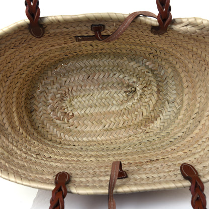 Prada Palmitto Vitello Woven Braided Large Basket Tote Bag Naturale Cognac 5 of 9