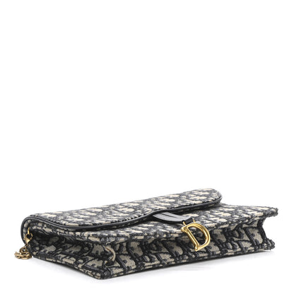 Christian Dior Oblique Saddle Chain Pouch Blue 4 of 9