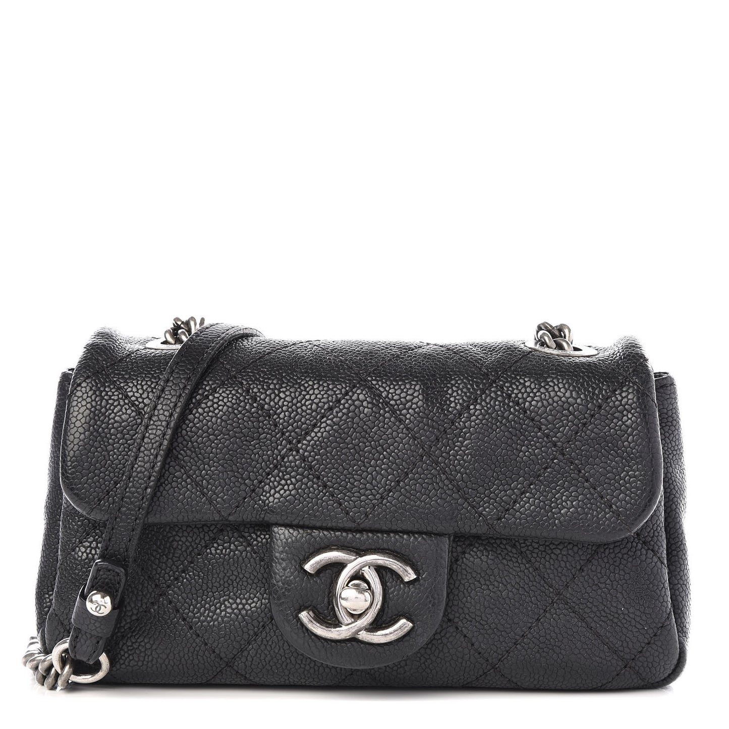 Caviar Quilted Mini Simply CC Flap Black